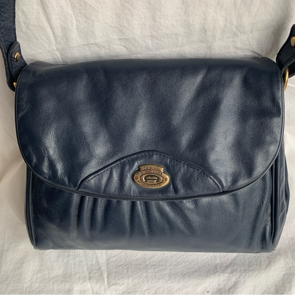Dark Blue Etienne Aigner Vintage Leather Shoulder Bag - Picture 4 of 9